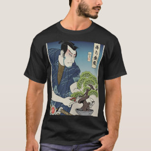 T-shirt Samurai Et Bonsai Tree Ukiyoe Guerrier Japonais Lo