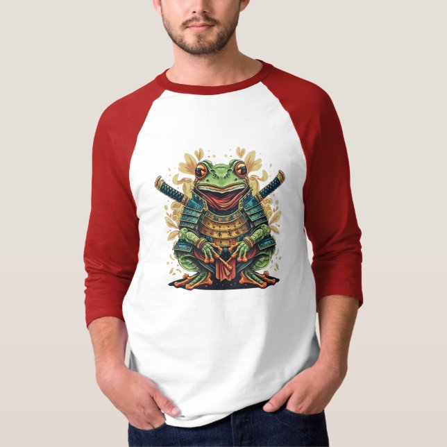 T-shirt Samurai frog warrior Basic 3/4 Sleeve Raglan Shirt (Devant)