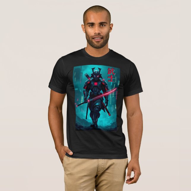 T-shirt Samurai futuriste - Tee esthétique Cyberpunk (Devant entier)
