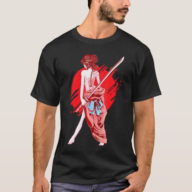 T-shirt Samurai Girl japonaise Art Anime (Devant)