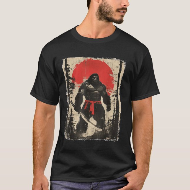 T-shirt Samurai Gorilla Guerrier épique Japon Bushido Art (Devant)