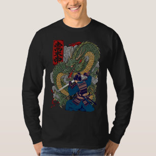 T-shirt Samurai Guerrier face à Fierce Dragon Art Japonais