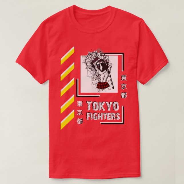 T-shirt Samurai Guerrier Girl Japon Tokyo Combat Style Cl (Design devant)