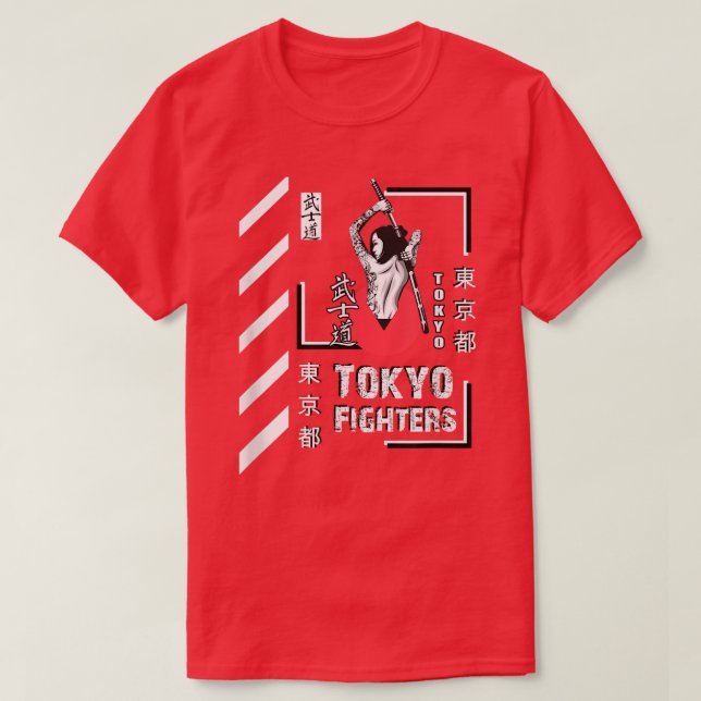 T-shirt Samurai Guerrier Girl Japon Tokyo Combat Style Cl (Design devant)