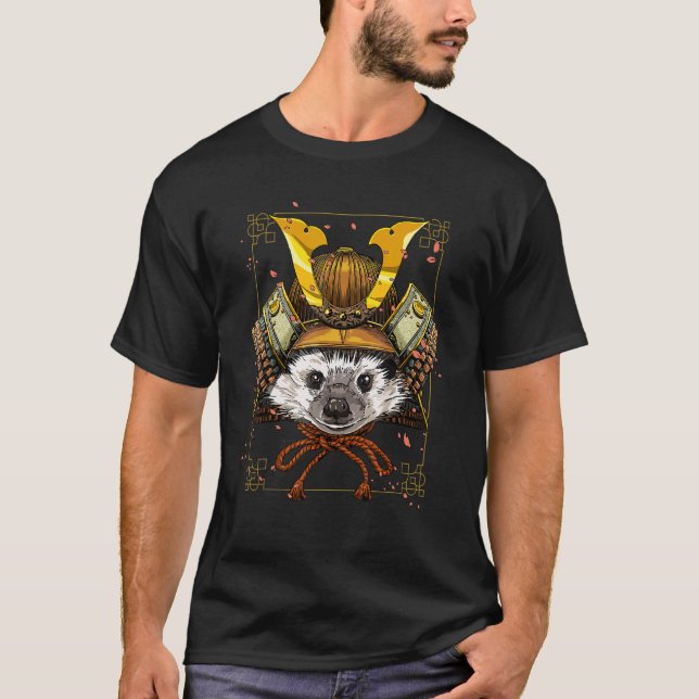 T-shirt Samurai Hedgehog Japanese Warrior Bushido Japanese (Devant)
