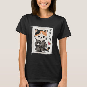 T-shirt Samurai Kitten Japonais Anime Kawaii Drôle Chat Ho