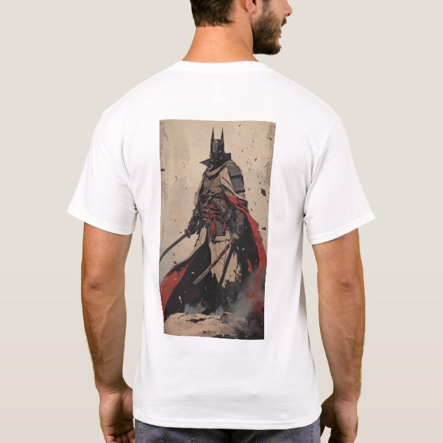 T-shirt Samurai Ninja Chevalier foncé sur un T Katana (Dos)