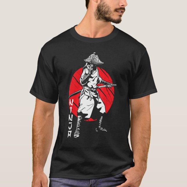 T-shirt Samurai Ninja guerrier japonais sanglant Katana S (Devant)