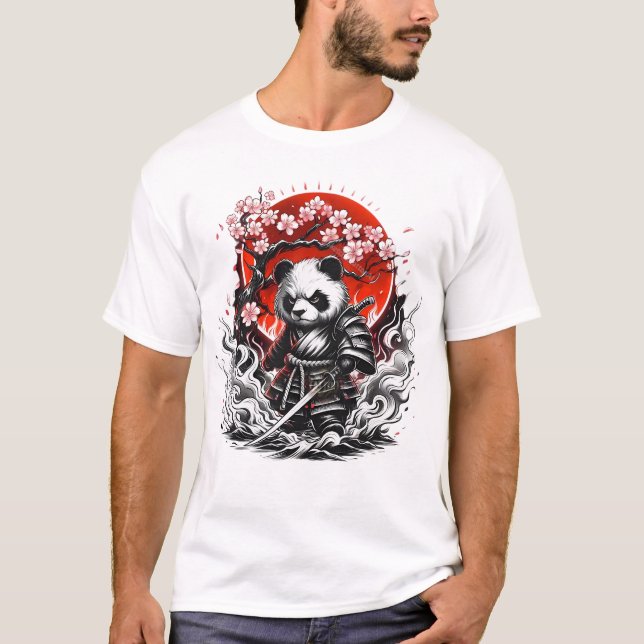 T-shirt Samurai Panda : Le guerrier florissant (Devant)