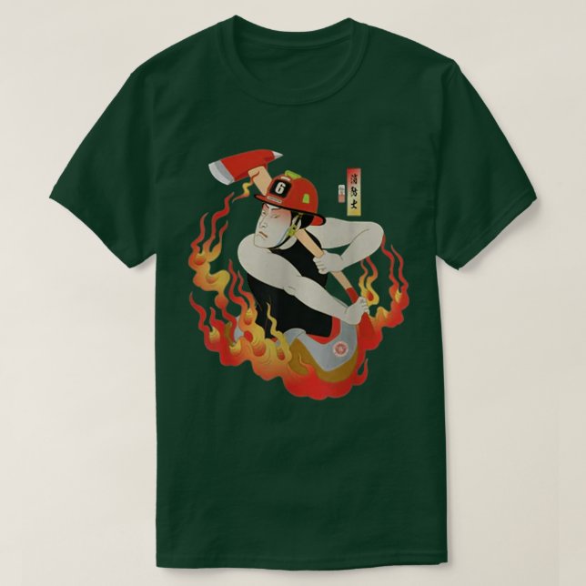 T-shirt Samurai pompier pompier Ukiyoe guerrier japonais (Design devant)
