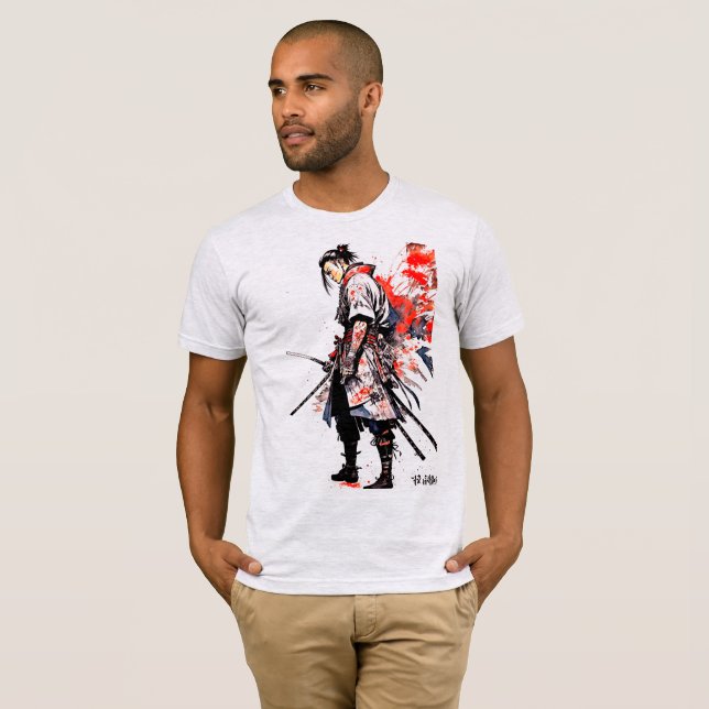 T-shirt Samurai Sérénité : Peinture aquarelle japonaise (Devant entier)