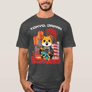 T-shirt Samurai Shiba Inu Japonais esthétique Sakura Cherr