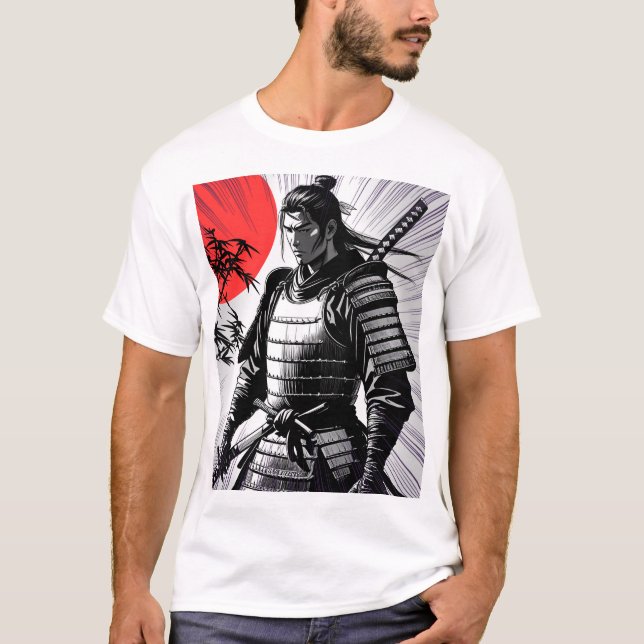T-shirt Samurai Spirit Rising Sun Art (Devant)