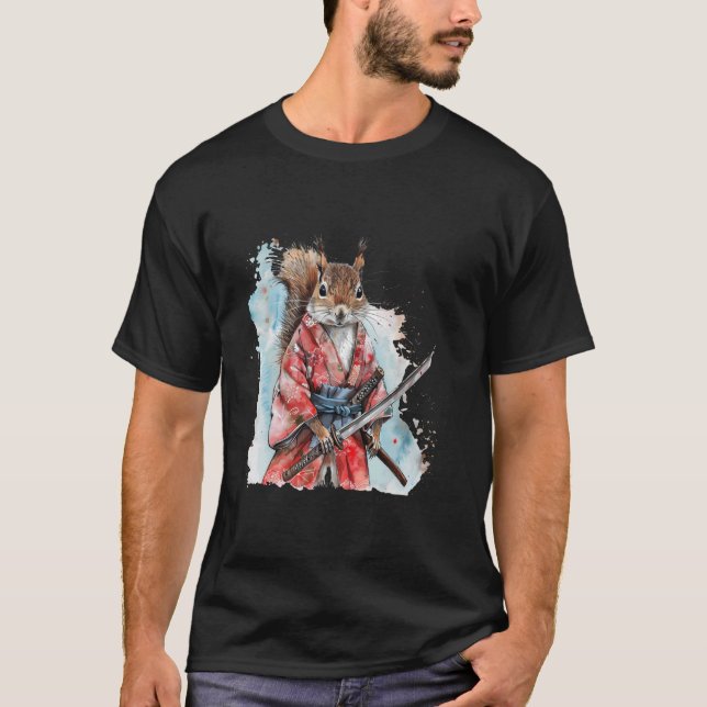 T-shirt Samurai Squirrel Art Samurai Japonais Ninja Sq (Devant)
