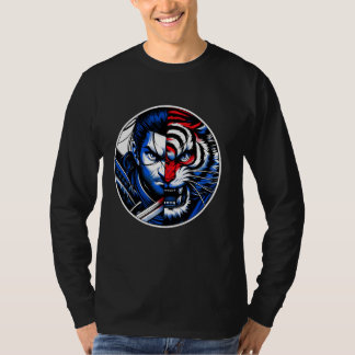 T-shirt Samurai Tiger Showdown Anime Style Samurai Japanes