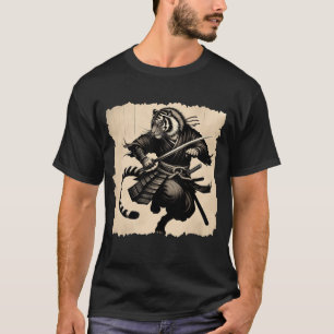 T-shirt Samurai Tiger Warrior Vintage Japonais Caractère A