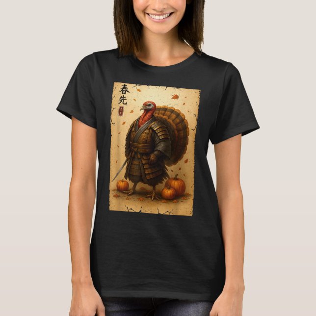 T-shirt Samurai Turkey Thanksgiving Japanese Warrior Anime (Devant)