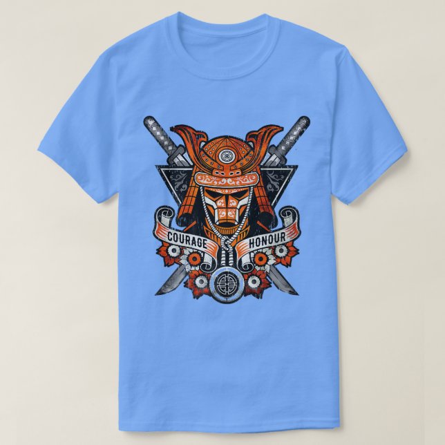 T-shirt Samurai Warrior  Courage and Honour, Bushido  (2) (Design devant)