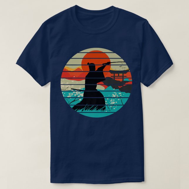 T-shirt Samurai Warrior japonais Sword Retro (2) (Design devant)
