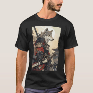 T-shirt Samurai Wolf s for Women Men Vintage Japanese funn