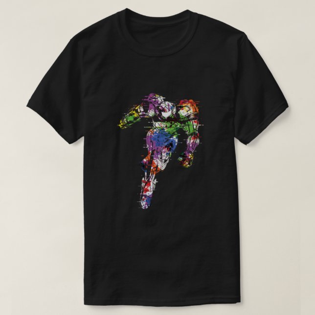 T-shirt Samus Aran - Rejoint La Bataille ! Metroid [Glitch (Design devant)