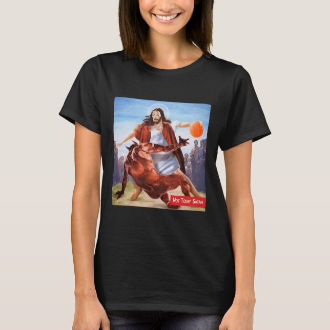 T-shirt S'amuser pas aujourd'hui Satan Jesus Crossover Bas (Devant)
