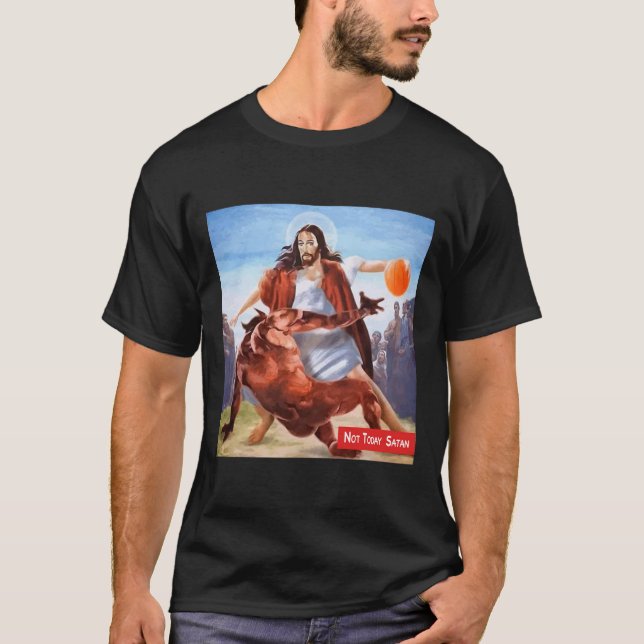T-shirt S'amuser pas aujourd'hui Satan Jesus Crossover Bas (Devant)