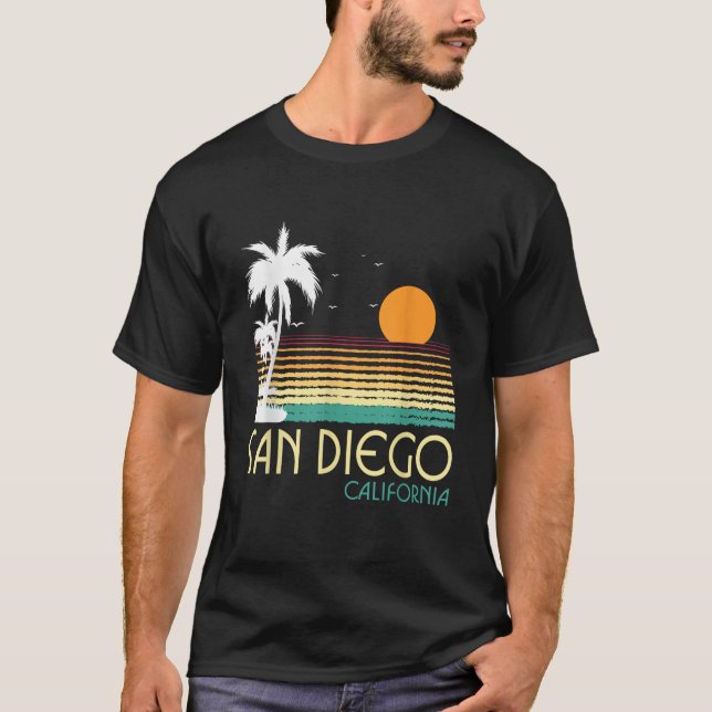 T-shirt San Diego CA Palm Trees California Souvenir Retro (Devant)