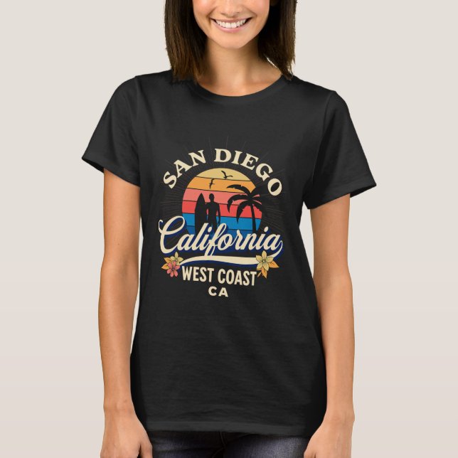 T-shirt San Diego California Beach Surf Summer Vacation Vi (Devant)