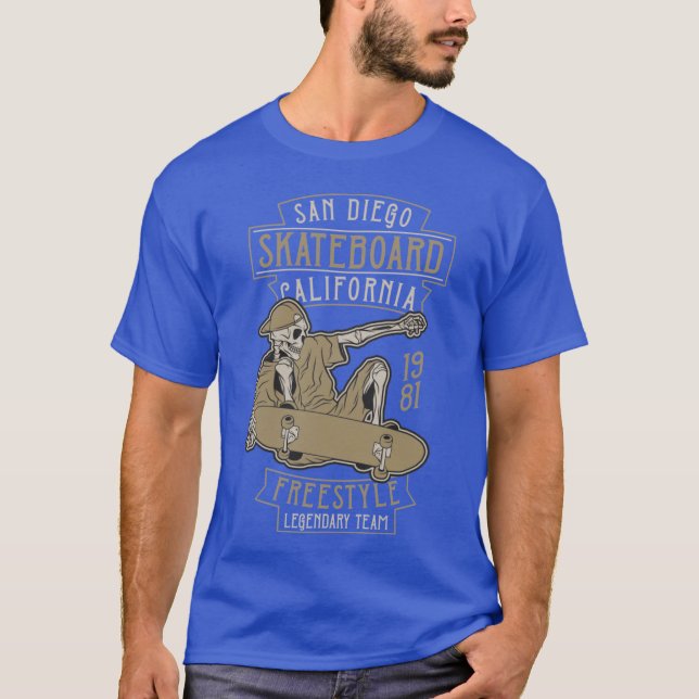 T-SHIRT SAN DIEGO CALIFORNIA SKULL SKATEBOARD TEAM RETRO T (Devant)