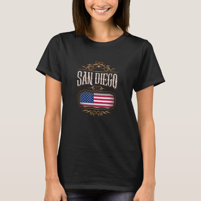 T-shirt SAN DIEGO Californie avec drapeau des Etats-Unis (Devant)