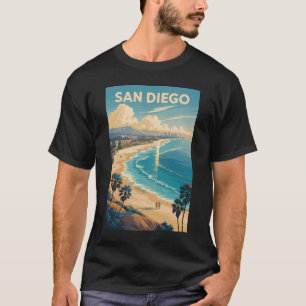 T-shirt San Diego Californie Skyline Voyage Art Rétro