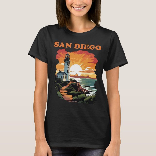 T-shirt San Diego Lighthouse Orange Travel (Devant)