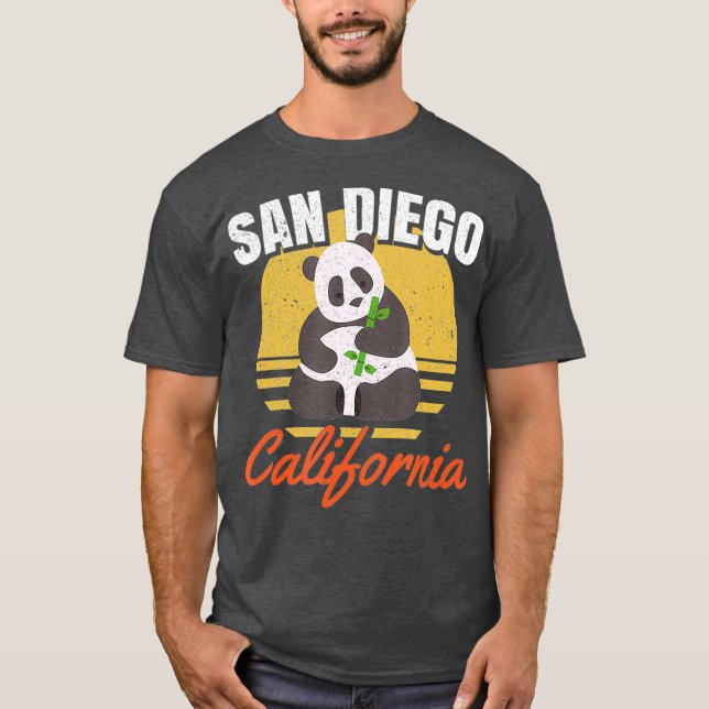 T-shirt San Diego Shirt-Retro Panda Zoo-California State (Devant)