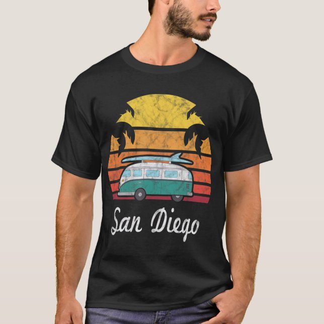 T-shirt San Diego Souvenir Rétro California Hommes Femmes (Devant)