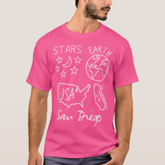 T-shirt San Diego Stars Earth USA Californie White Text an