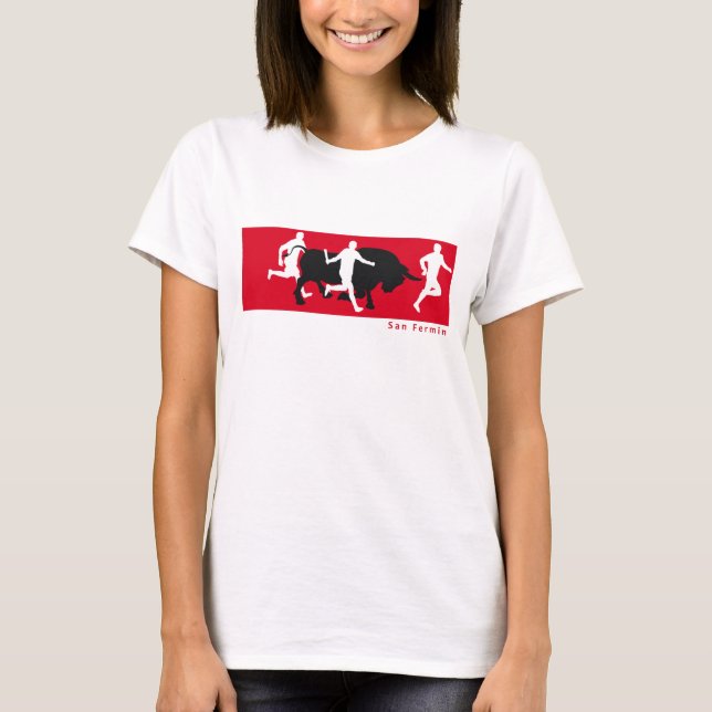 T-shirt San Fermin, Pamplona : courant avec les taureaux, (Devant)