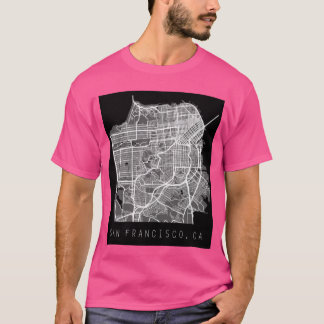 T-shirt San Francisco California CA city map black and whi
