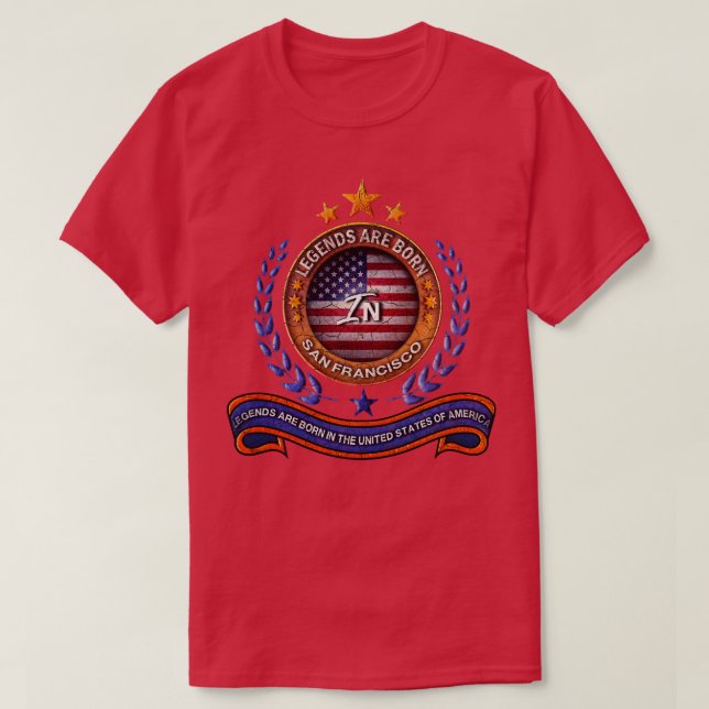 T-shirt San Francisco California Légendes Et Drapeau Améri (Design devant)