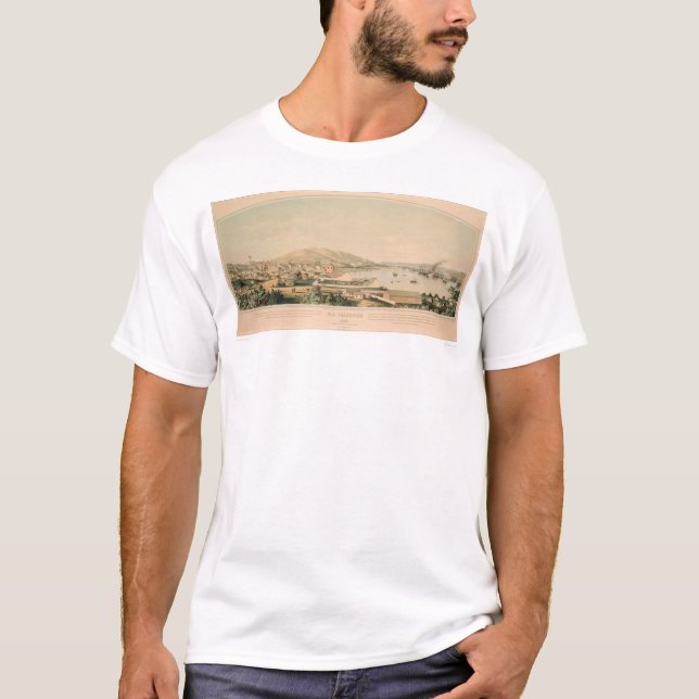 T-shirt San Francisco, carte panoramique 1849 (1626A) de (Devant)