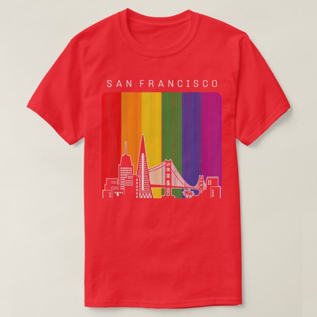 T-shirt San Francisco LGBT Rainbow Flag Pride (Design devant)