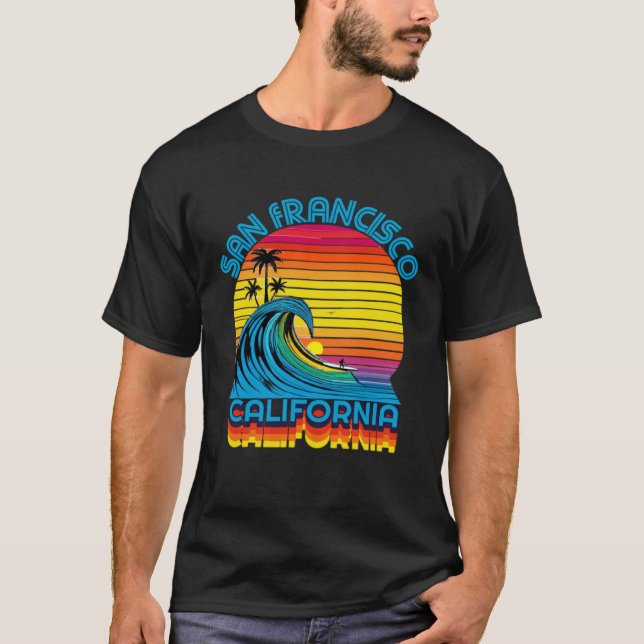 T-shirt San Francisco Retro Throwback Surf & Beach Souveni (Devant)