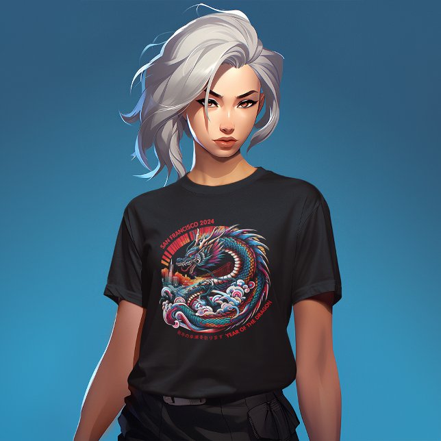 T-shirt San Francisco Skyline Anime Dragon : Nouvel An Lun (Créateur téléchargé)