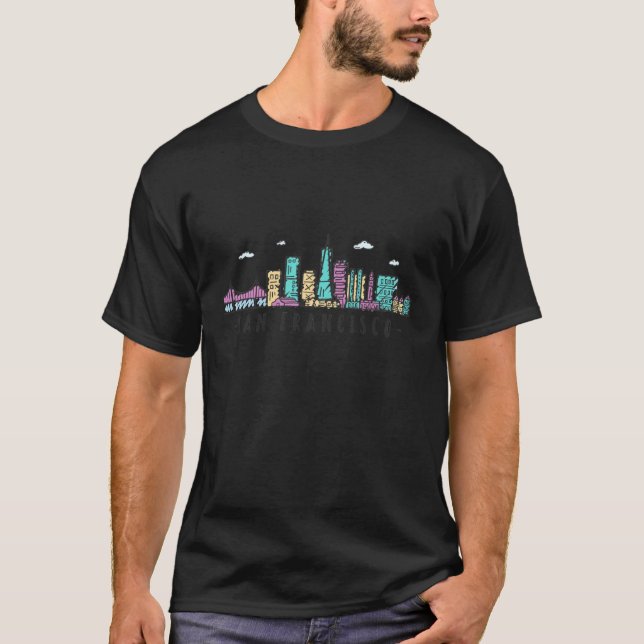 T-shirt San Francisco Skyline Golden Gate Bridge USA Calif (Devant)
