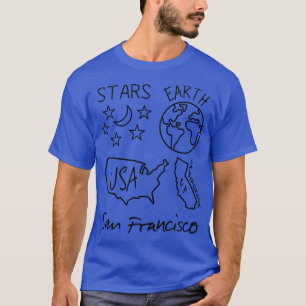 T-shirt San Francisco Stars Earth USA CA Black