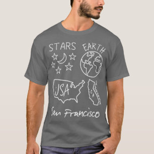 T-shirt San Francisco Stars Earth USA CA White