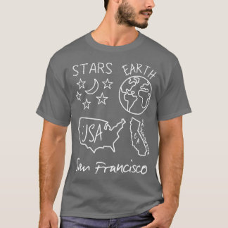T-shirt San Francisco Stars Earth USA CA White