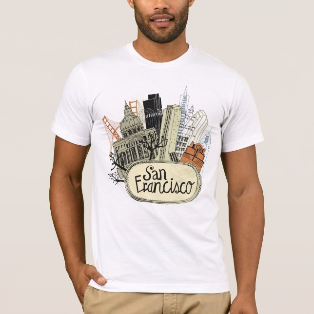T-shirt San Francisco tirée par la main (Devant)