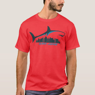 T-shirt San Jose City Skyline Avec Requin Au-Dessus De Sha