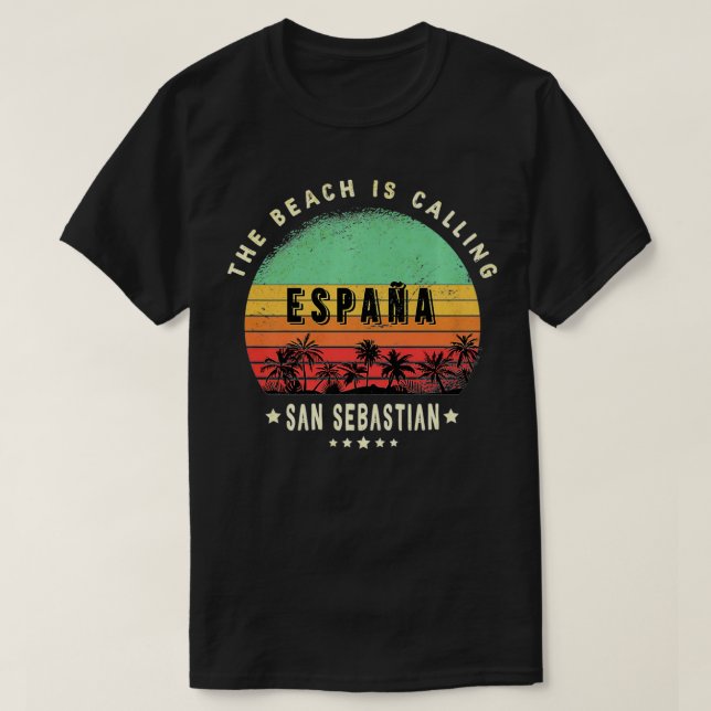 T-shirt San Sebastian Espagne ville vacances palmiers souv (Design devant)